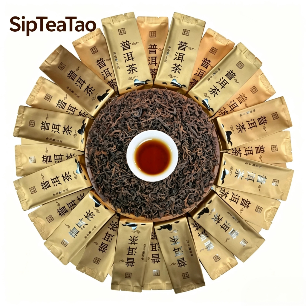 SipTeaTao | Yunnan Ripe Pu‑er Tea, 8g Individual Single‑Serve Sachets