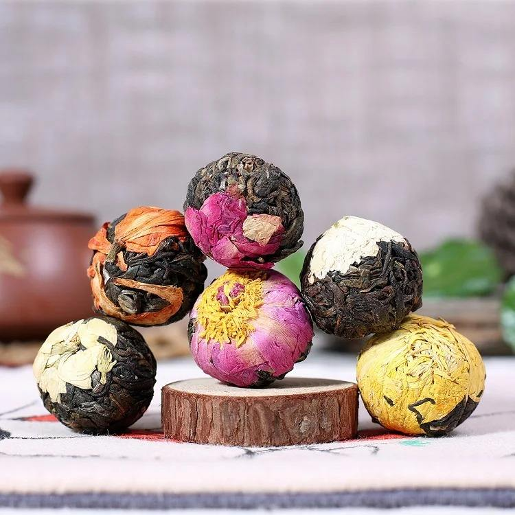 Yunnan Pu'er Fermented Health Tea Handmade Flower Tea Dragon Balls Mixed with 6 Flavors